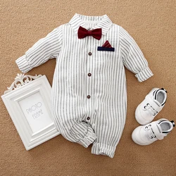 Spring And Autumn Style Boys And Girls Handsome Gentlemen Cute Formal Outgoing Long Sleeve Baby Bodysuit