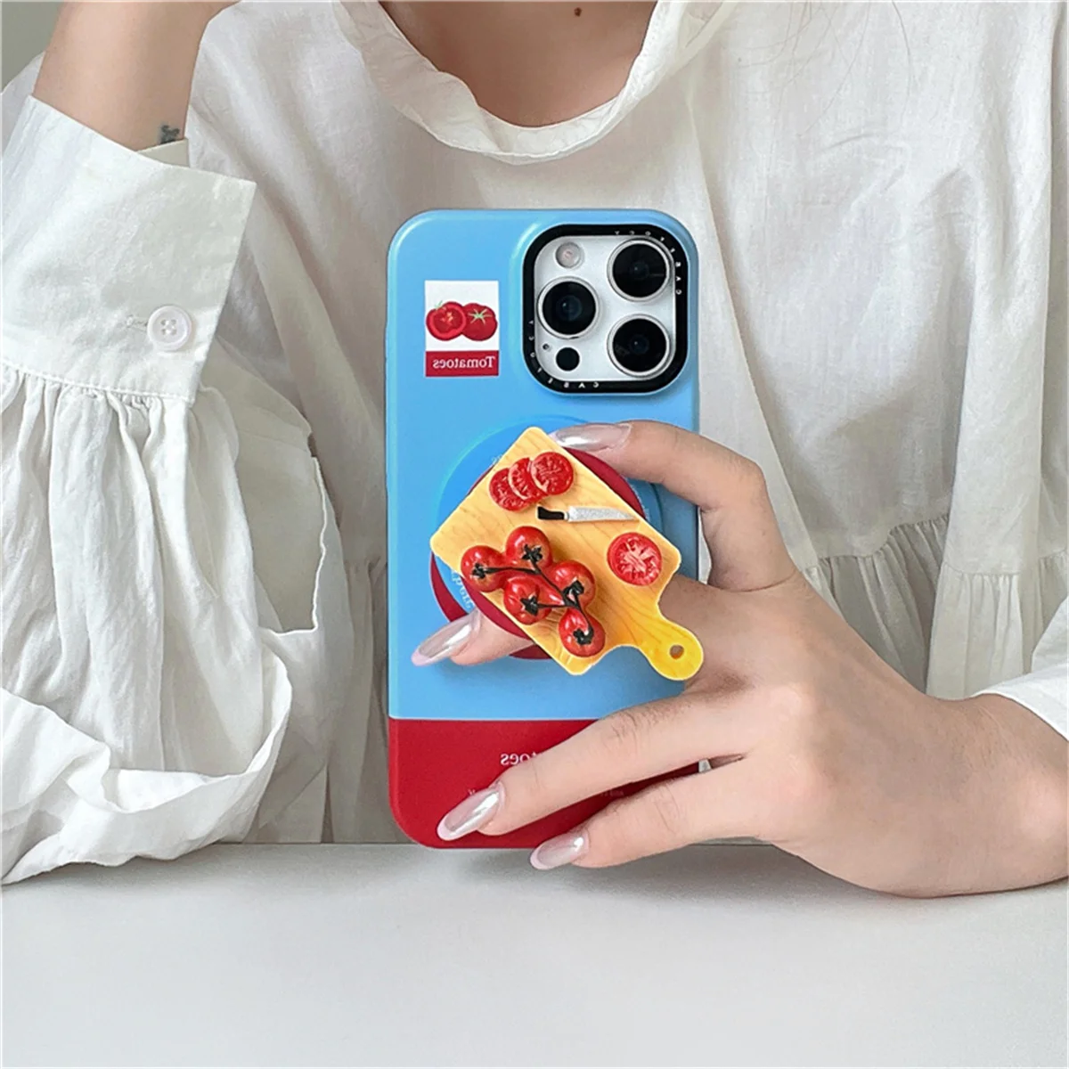 

Fashion Cute Tomato Magnetic Phone Case For iPhone 16 Pro 15 14 Pro Max Back Cover with Holder Shockproof Hard Cases