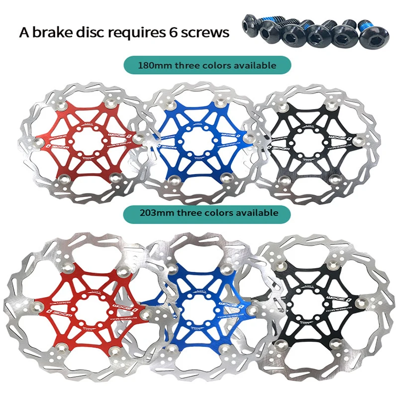 ZOOM Bicycle Strong Heat Dissipation Floating Brake Rotor 160/180/203MM Disc Brake Sets Mountain Road Bike Cooling Brake Rotors