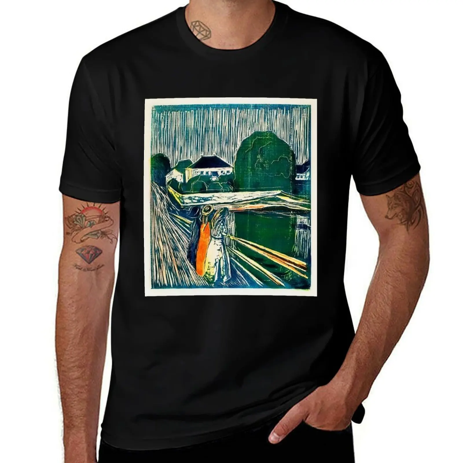 

The Girls on the Bridge (1918) by Edvard Munch. T-Shirt man t shirt cotton high quality funny t shirts cotton T-shirt