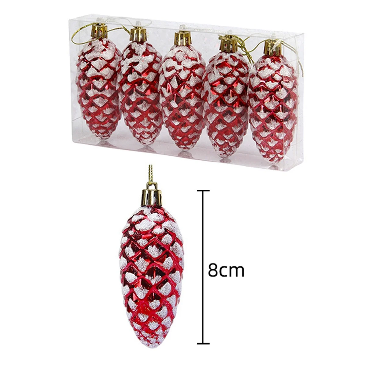 ONCE Accessori pendenti per decorazioni per albero di Natale rosso Ciondolo per decorazioni per finestre di Capodanno per matrimoni, pigna lunga