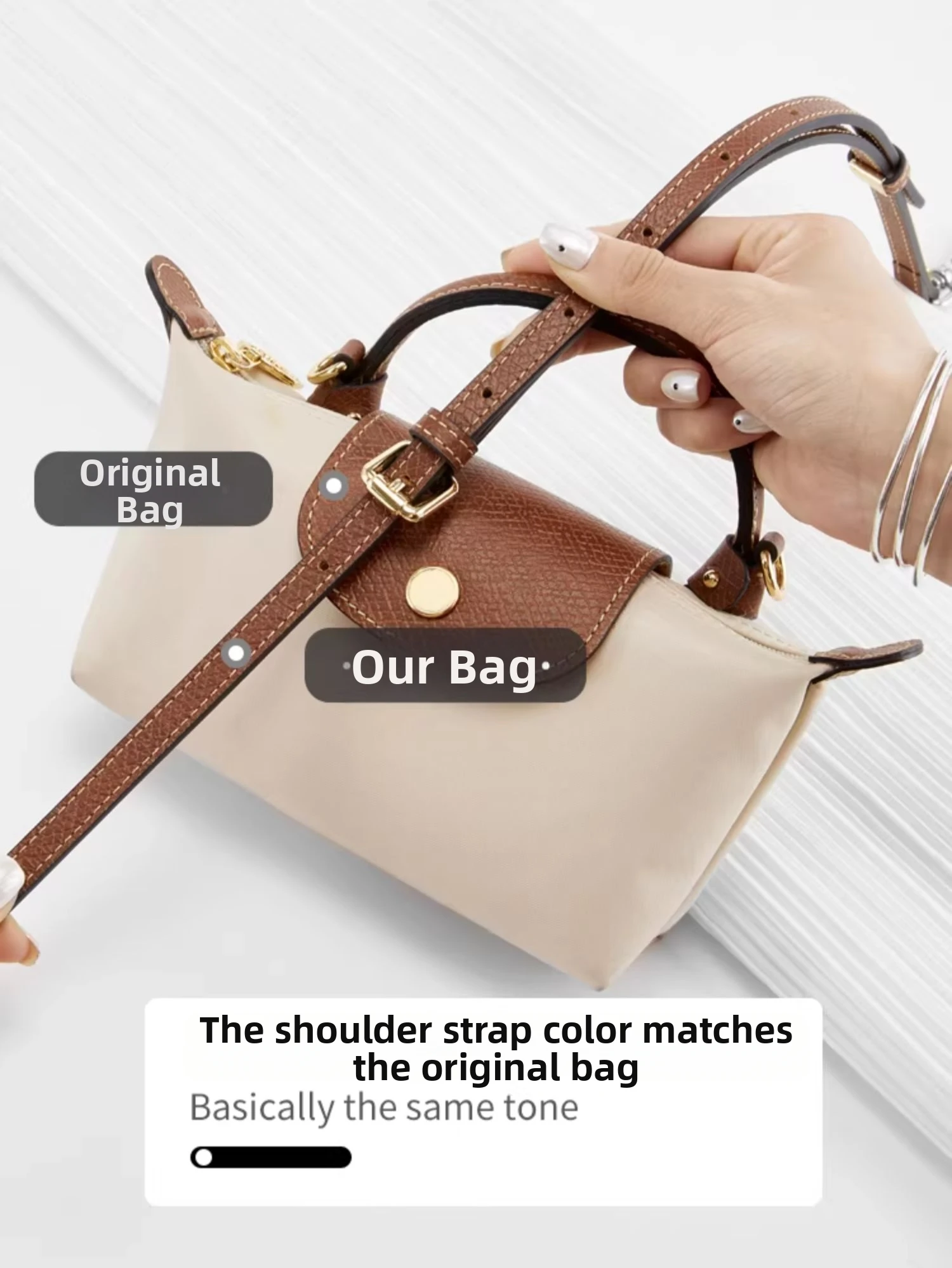 Genuine Leather Shoulder Strap Fit For Longchamp Mini Le Pliage Punch Free Crossbody Bag Strap Accessories
