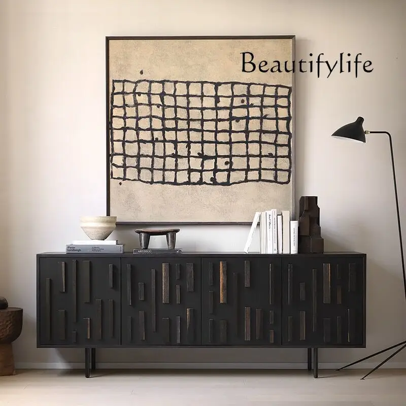 

Nordic light luxury solid wood dining side cabinet creative side cabinet restaurant locker multi-functional storage cabinet