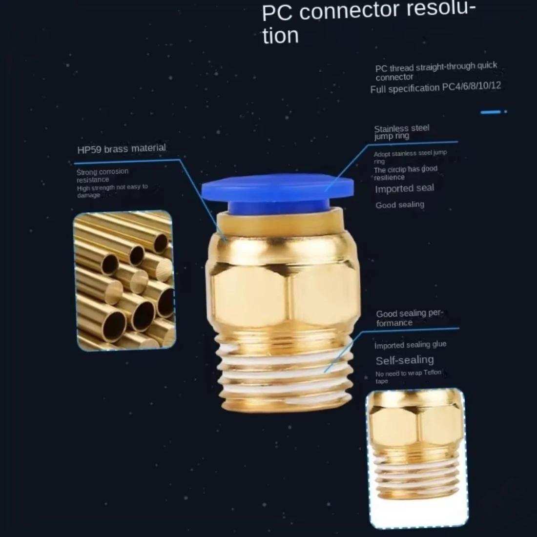 Pneumatic Elbow Connector Tube Air Push In Fittings PLF Hose OD 4 6 8mm - Female Thread M5'' 1/8'' 1/4'' 3/8'' 1/2''