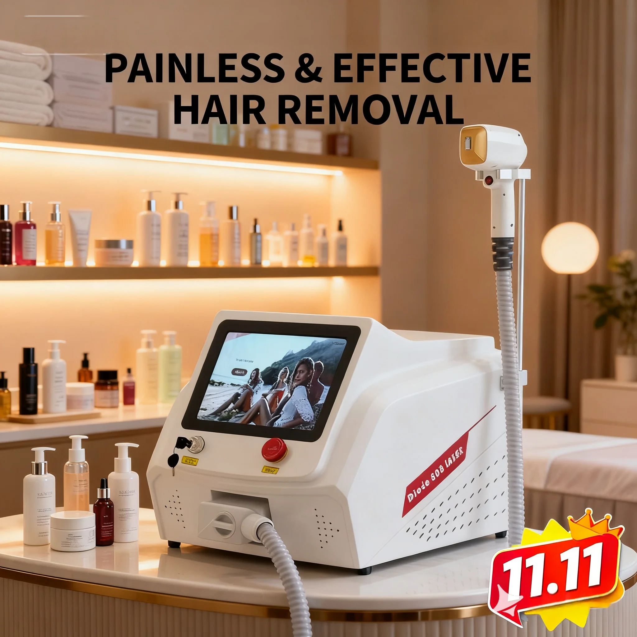 

Акция, диодный лазер для удаления волос, 3 длины волны, 755, 1064, 808 нм, лазерный лед, платина, постоянное безболезненное удаление волос