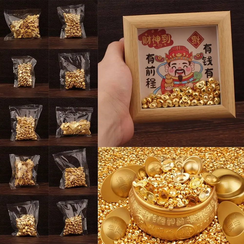 100PCS Gold Mini Gold Dollars Attract Wealth Photo Props Miniature Gold Ingots Gold Melon Seeds Luck Charms