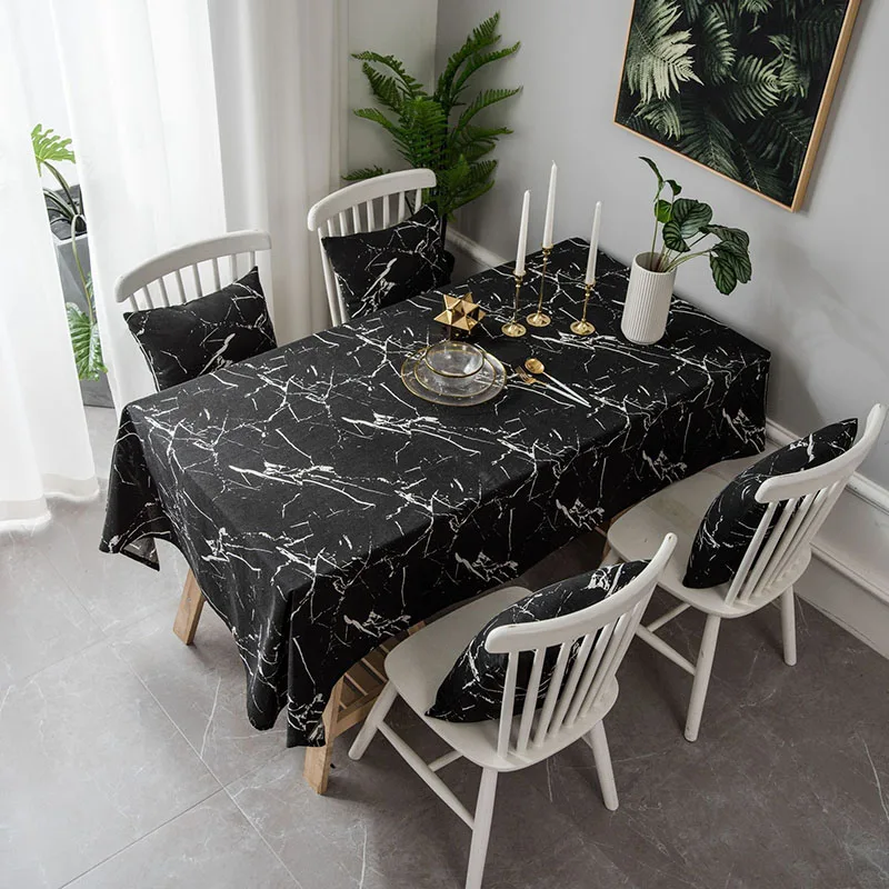 Modern Marble Printed Tablecloth Nordic Simple Anti-Stain Table Slipcover for Dining Four Seasons Universal Dustproof Table Mat
