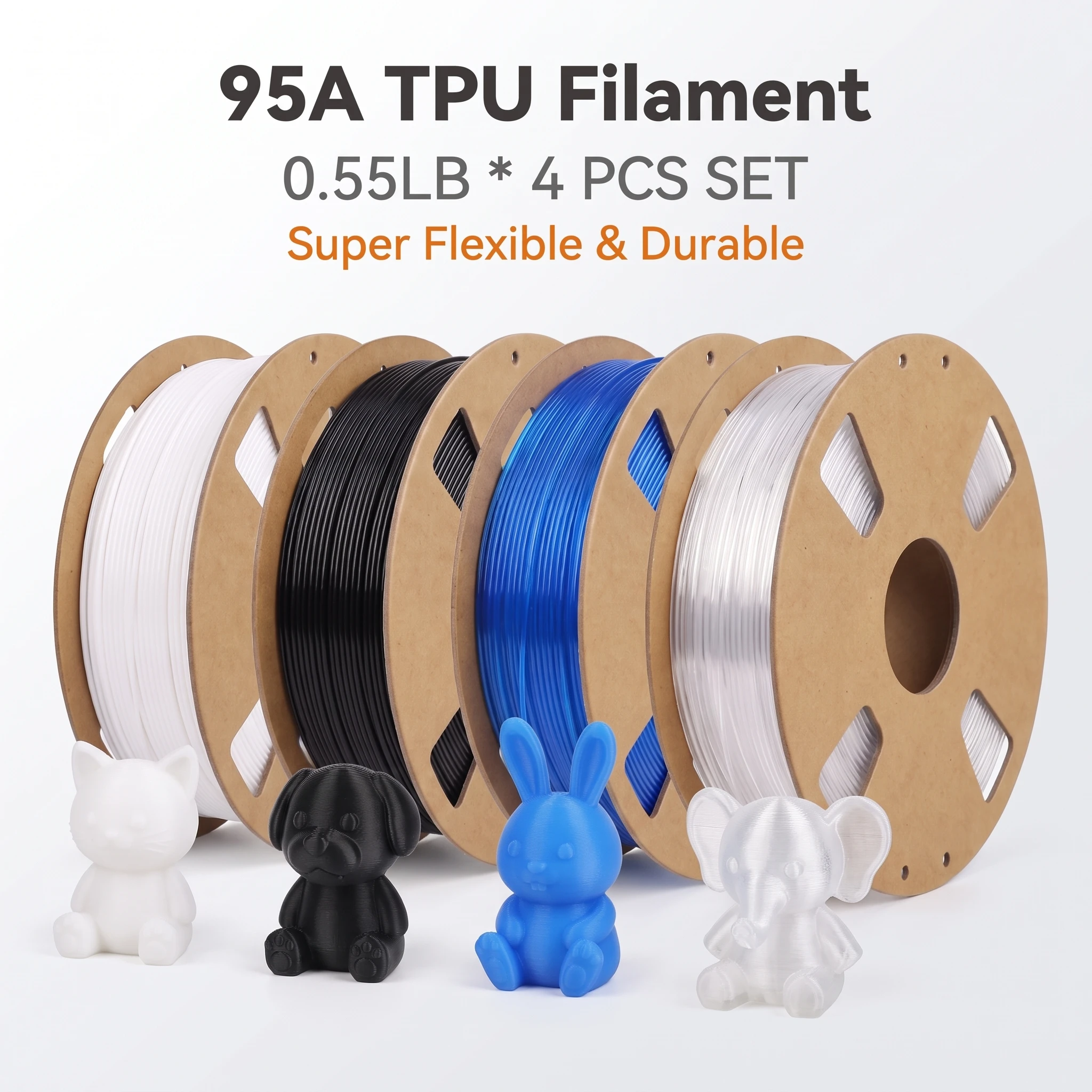 TPU 95A 3D Printer Filament 1.75mm High Elastic Flexible 3D Printing Wire 200g 250g 500g 1000g White Black Blue Transparent