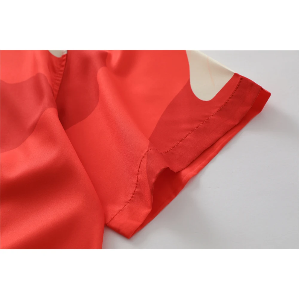 Camisa havaiana estampada completa de bolinho masculino, gola virada para baixo, azul, vermelho, verão