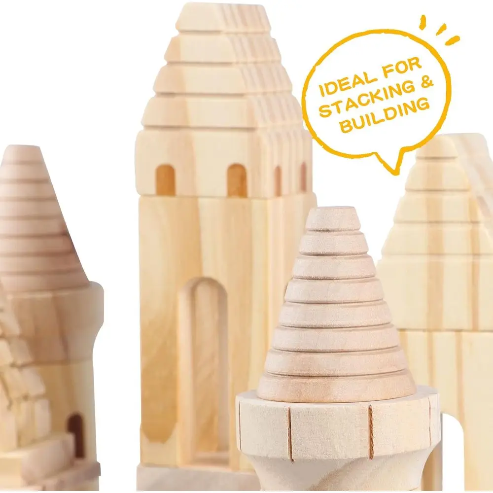 Set di blocchi da costruzione per castello medievale da 75 pezzi per bambini: divertimento con cavalieri, principesse e castelli in legno