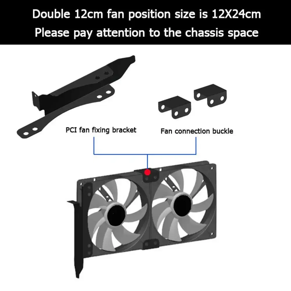 Graphics Card Cooler Dual Fan Mount Rack PCI Slot Bracket for 90mm 120mm Fan