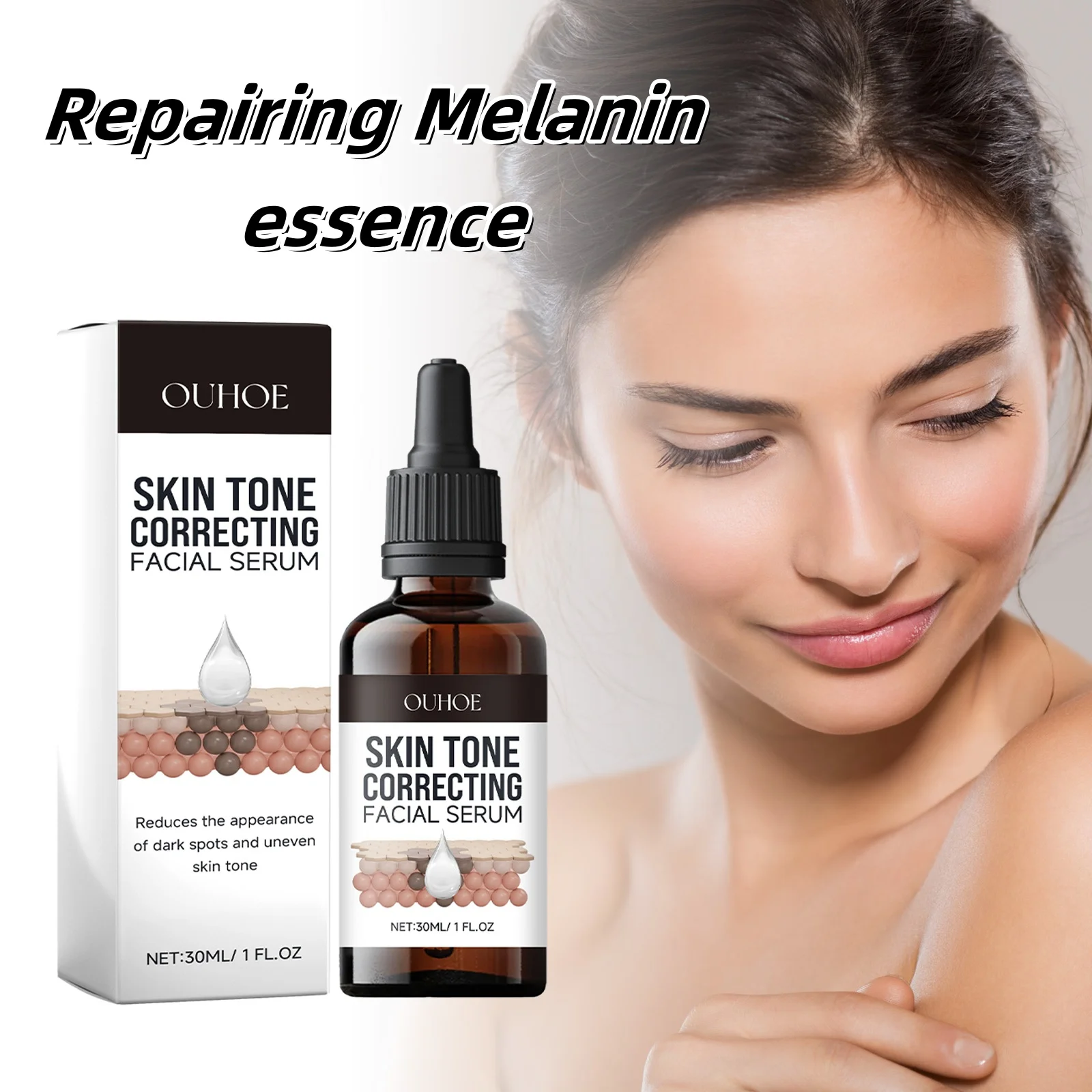 

Меланин восстанавливающая эссенция для лица 30 мл увлажняющая восстанавливающая темная кожа эссенция витамина С улучшает пигментацию и осветляет тон кожи