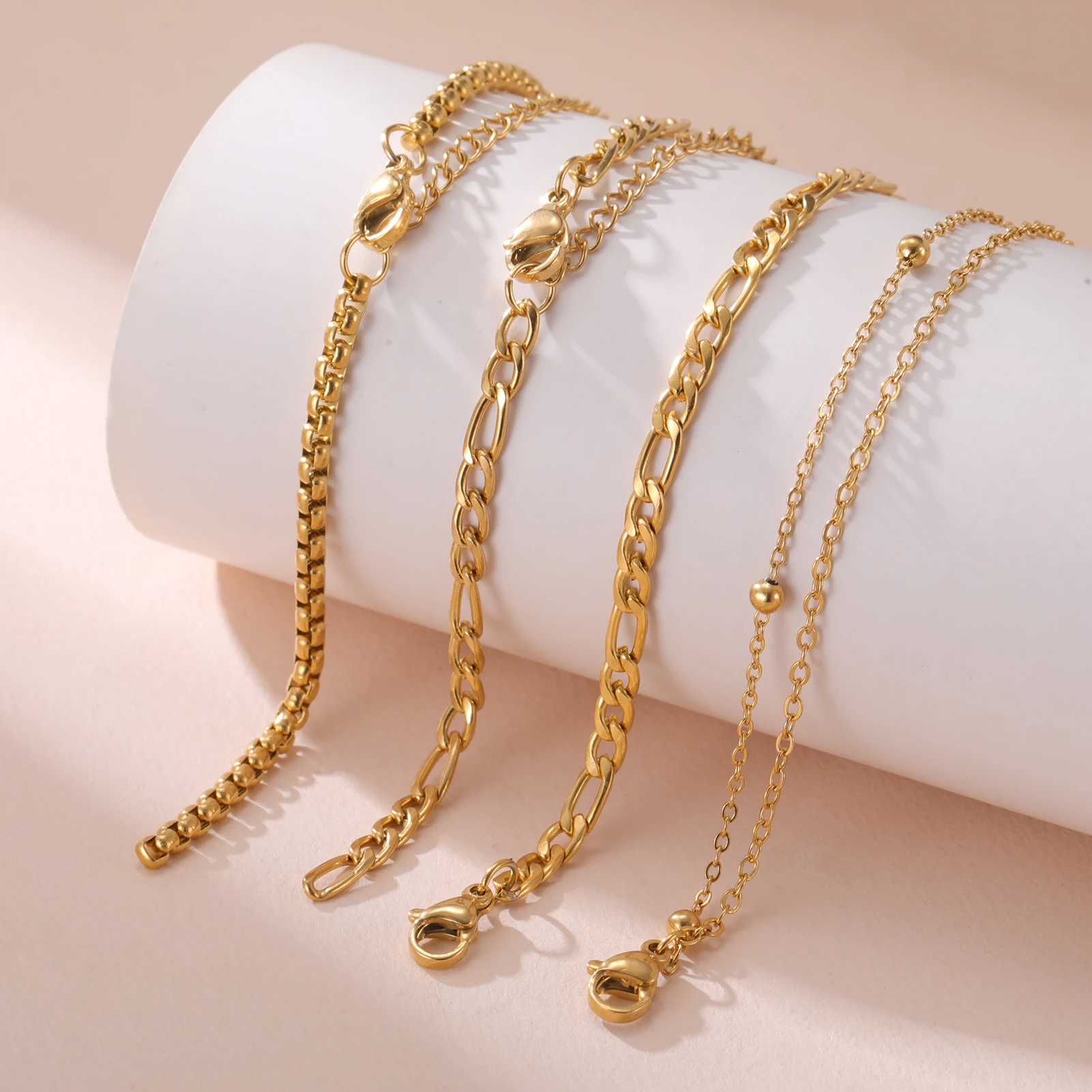 COOLTIME Edelstahl Gliederkette Armband verstellbare Figaro Kette DIY Herstellung Verbinder Armband Schmuck Zubehör – Detail 6