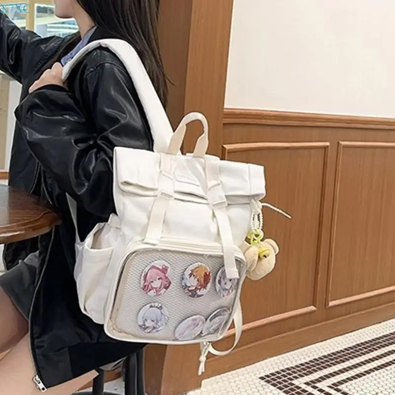 X7XC Large Capacity Backpack Transparent School Bag Daypack Shoulder Crossbody Bag Casual Backpack Notebook Bag Handbag