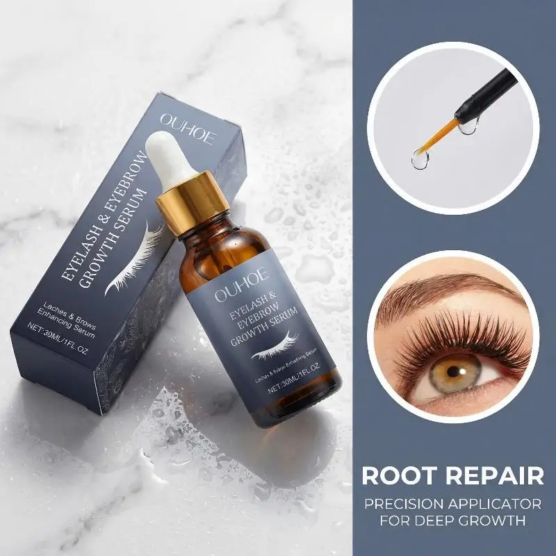 Eyelash & Eyebrow Serum - Daily Gentle Care Nourishes Roots Enhances Natural Length Thickness Boosts Elasticity Reduces Breakage