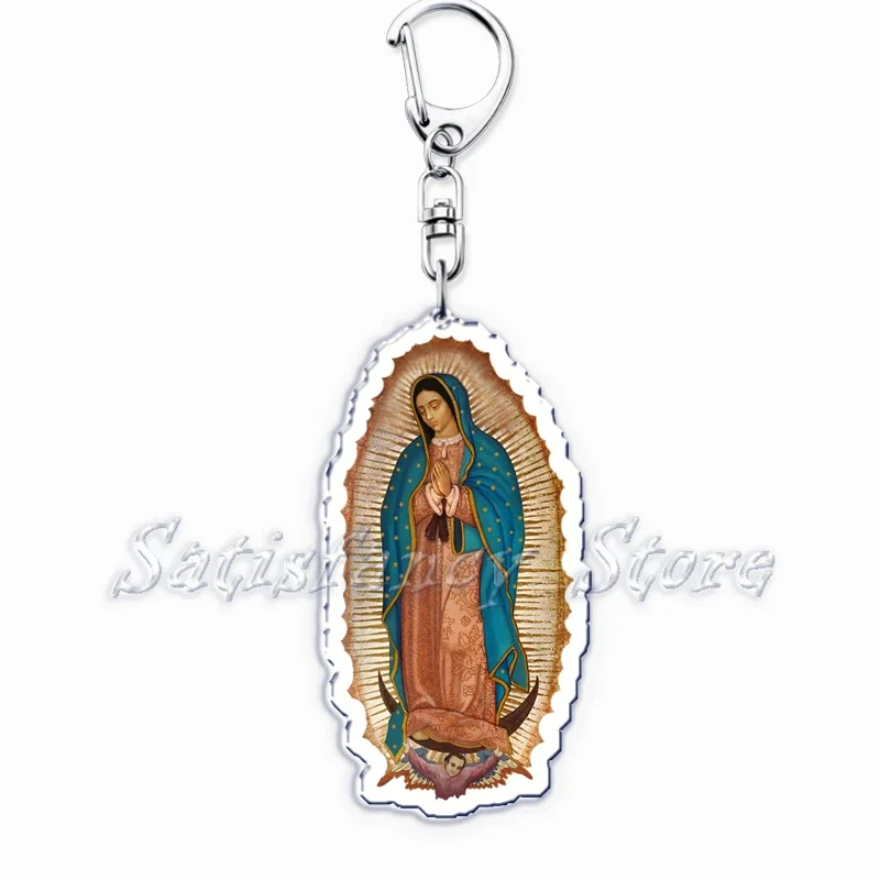 Retro Catholic Our Lady of Guadalupe Mexican Virgin Mary Keychains Ring for Accessories Bag Pendant Key Chain Jewelry Fans Gifts