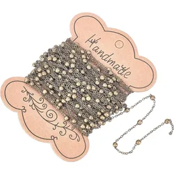 10m/32.80 Feet Antique Bronze Chains Brass Cable Chains with 3mm Balls 1 Roll Chains for Necklace Jewelry Accessories DIY Making