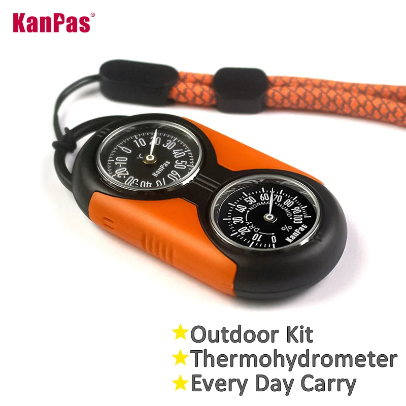KANPAS 2-in-1 Outdoor Compass and Thermometer Kit, High Precision Mini Hygrometer Companion Set for Survival, Camping & Backpack