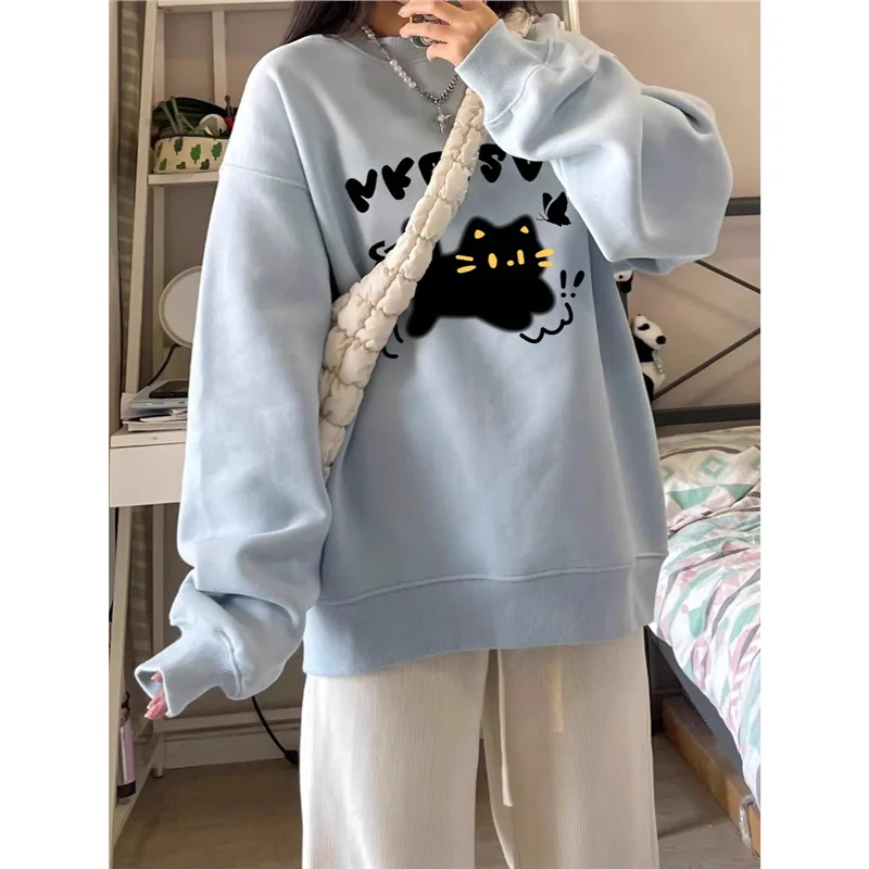 

Женские толстовки Женская одежда Весенний стиль Свободный крой Модные удобные зимние трендовые на молнии Простая одежда унисекс Y2K