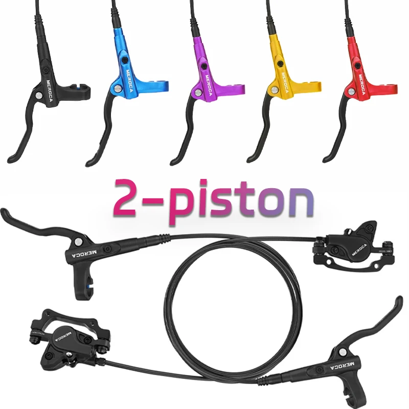 

MEROCA 2 Piston Hydraulic Brakes Left Rear Right Front 2-piston Bicycle Brake Set Mtb Mountain Bike Disc for Shimano MT500