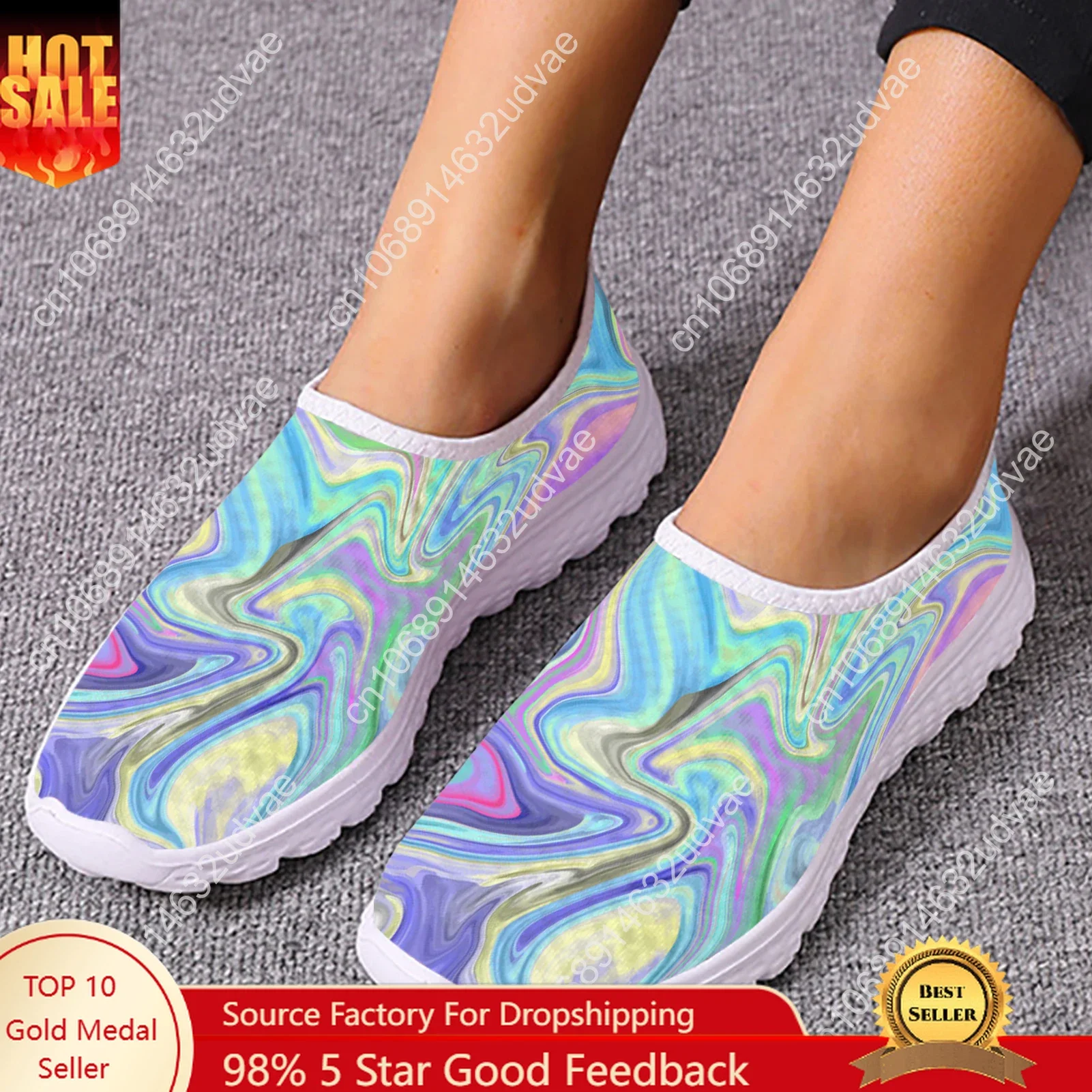 

Rainbow Psychedelic Print Lightweight Breathable Shoes Women Loafers Slip On Casual Shoes Flats Shoes Zapatos Mujer