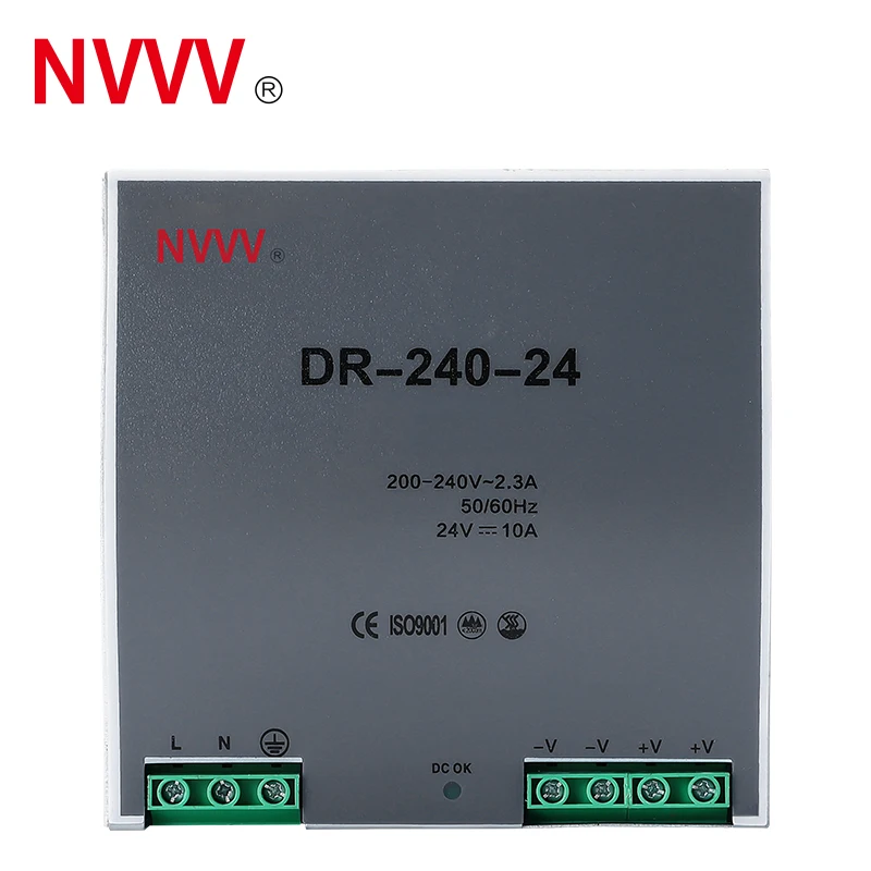 Imagem -02 - Fonte de Alimentação do Trilho do Ruído Estabilizador da Tensão Série Nvvv Dr240 48v 120w 85v-264v Ac-dc 24v 48v