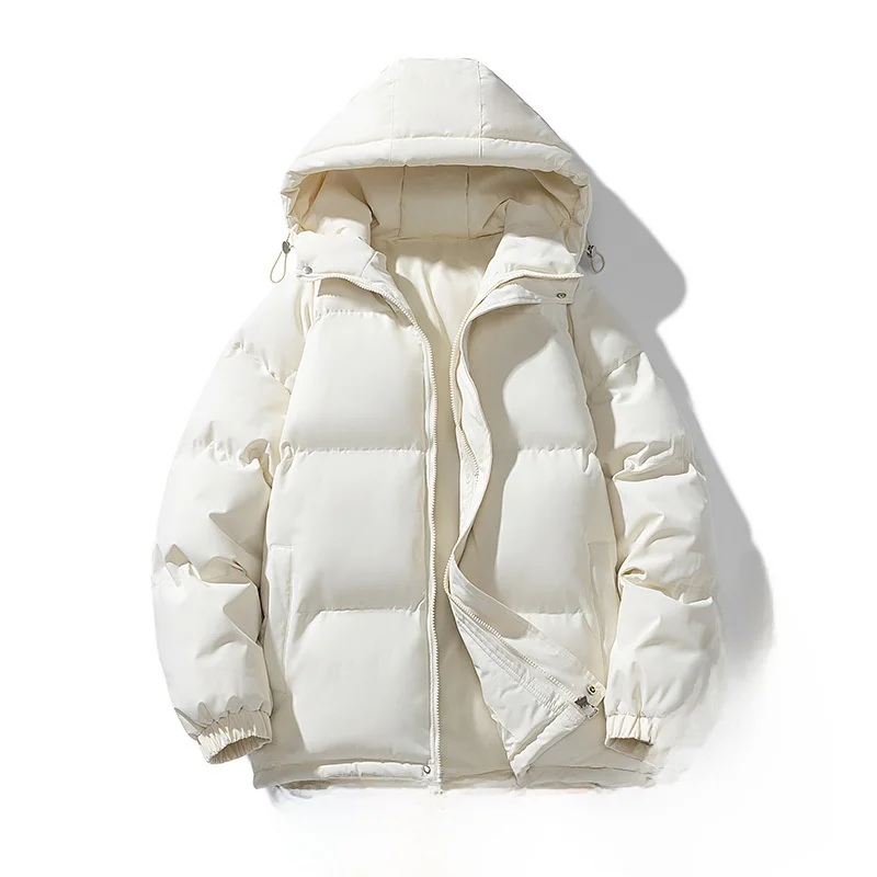 

New 2025 Men's Short Cotton Jacket Thickened Casual Warmth Hooded Polyester Fiber Youth Trend Spring Season China Made