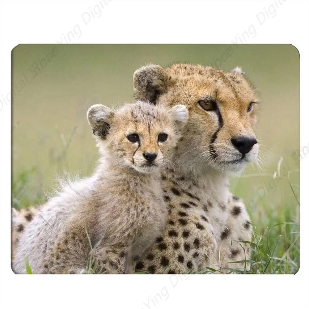 

Cheetah Anti Slip Rubber Gaming Mouse Pad Wild Animal Cheetah Mother And Baby Mouse Pad Computer Desk Laptop Office 25*30cm