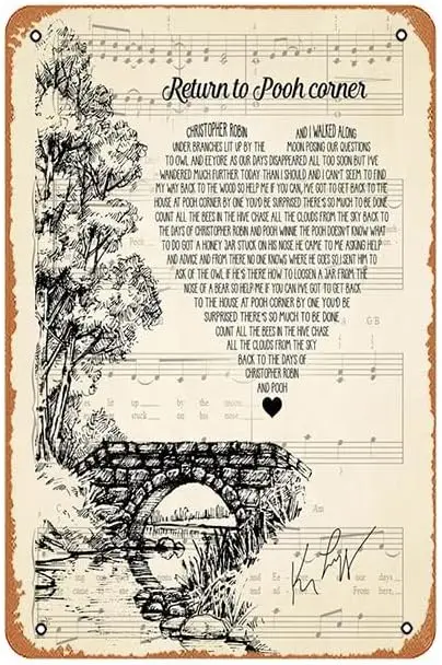 Classic Animation Film and Television Game Kenny Loggins Returns To Corner Heart Lyric Typography Signed For Wall Art Decor