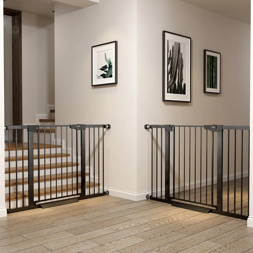 

29.7-51.5" Baby Gate Extra Wide, Easy Walk Thru Dog Gates for The House, Doorways, Child Gate with Door, Fence