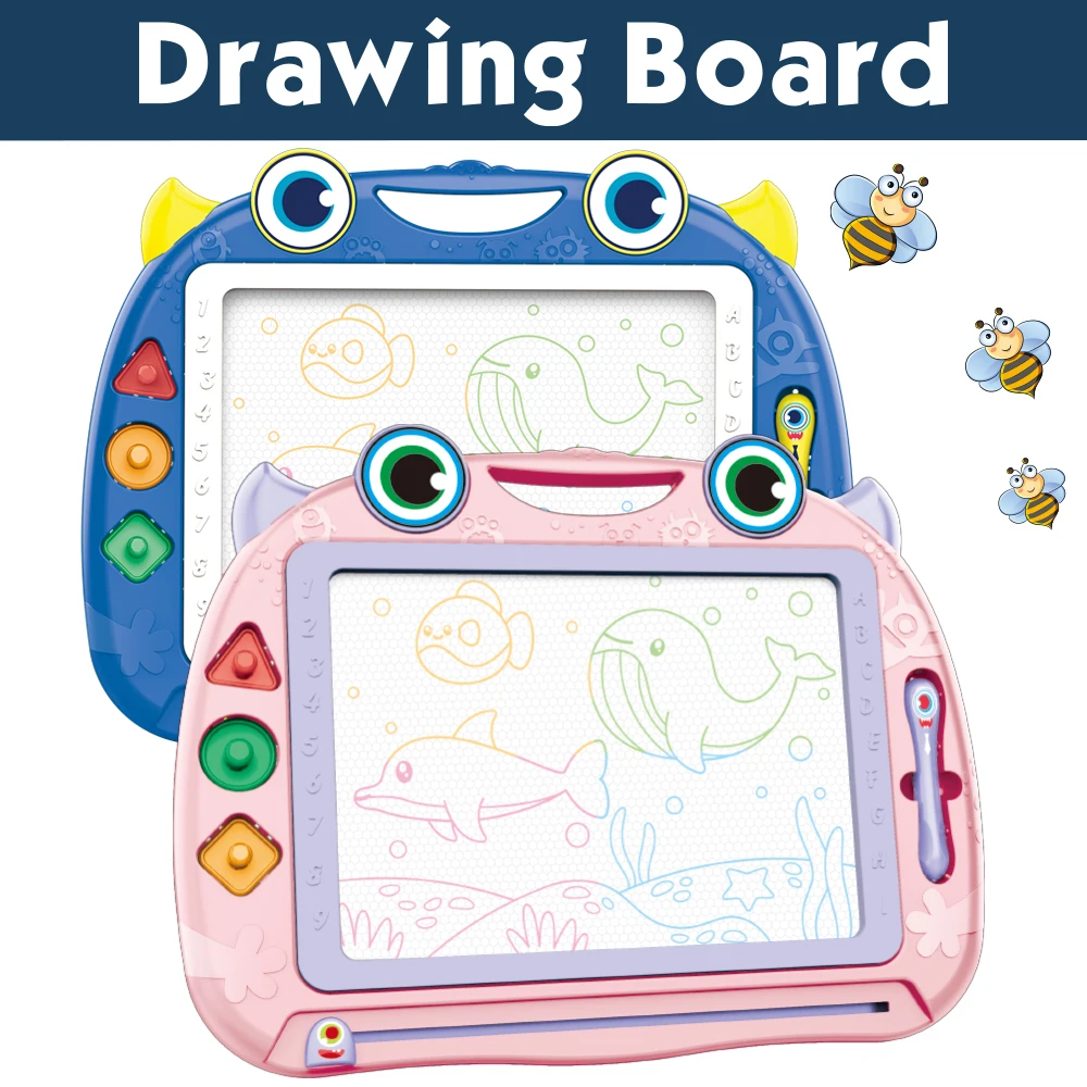 Tablero de dibujo magnético para niños, tablero grande para garabatear con cuentas magnéticas y bolígrafo, juguetes educativos de dibujo Montessori, regalo