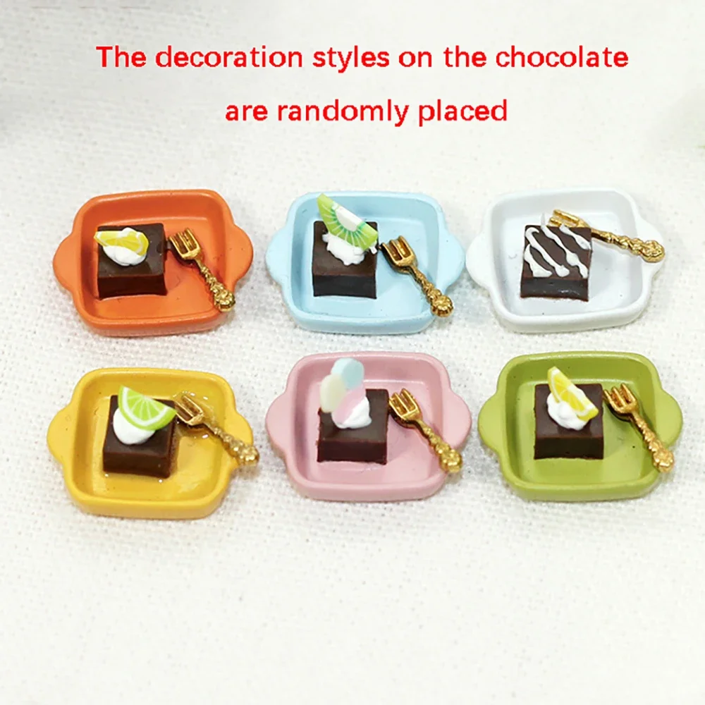 1Pcs 1/12 Dollhouse Miniature Accessories Mini Chocolate Dessert Dish Model Simulation Food Toys for Doll House Decoration