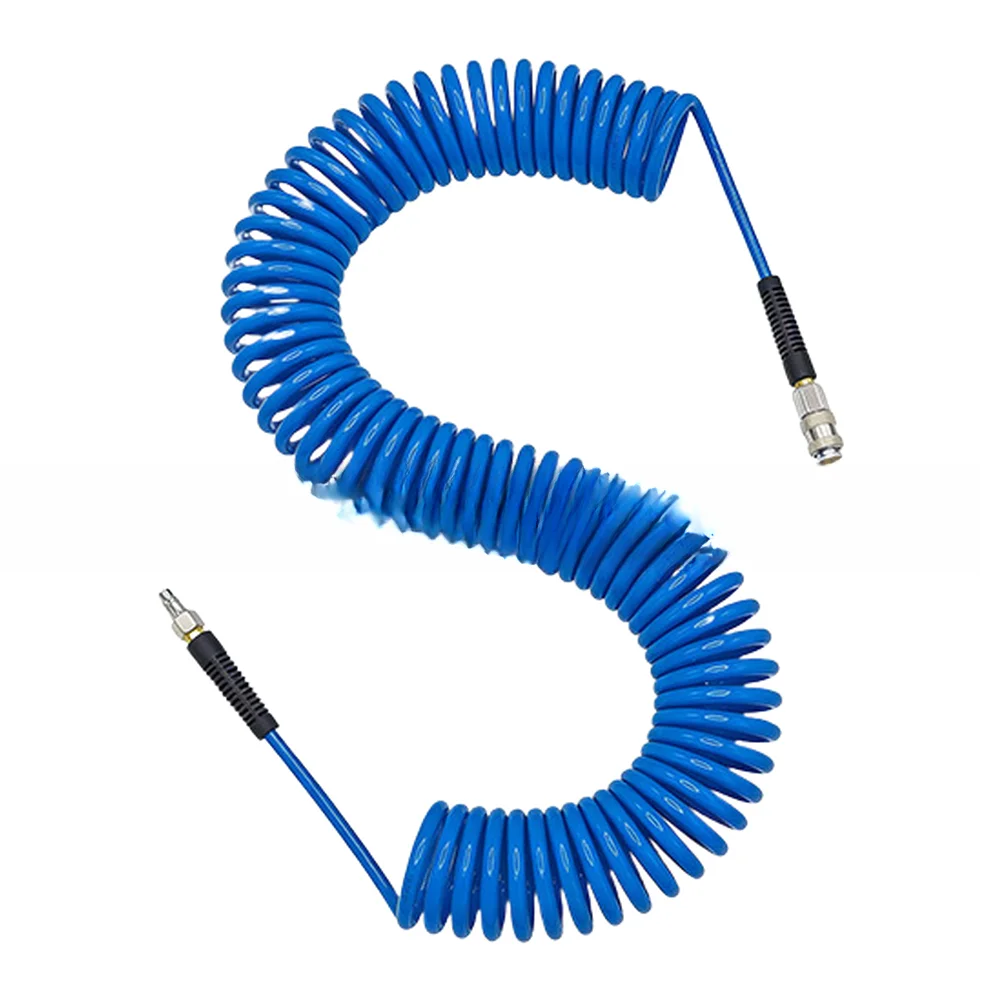 10m PU Air Hose Spring-Spiral Pipe Air Compressor Hose Tube Flexible Air Tool With Connector Quick Coupling Pneumatic Parts