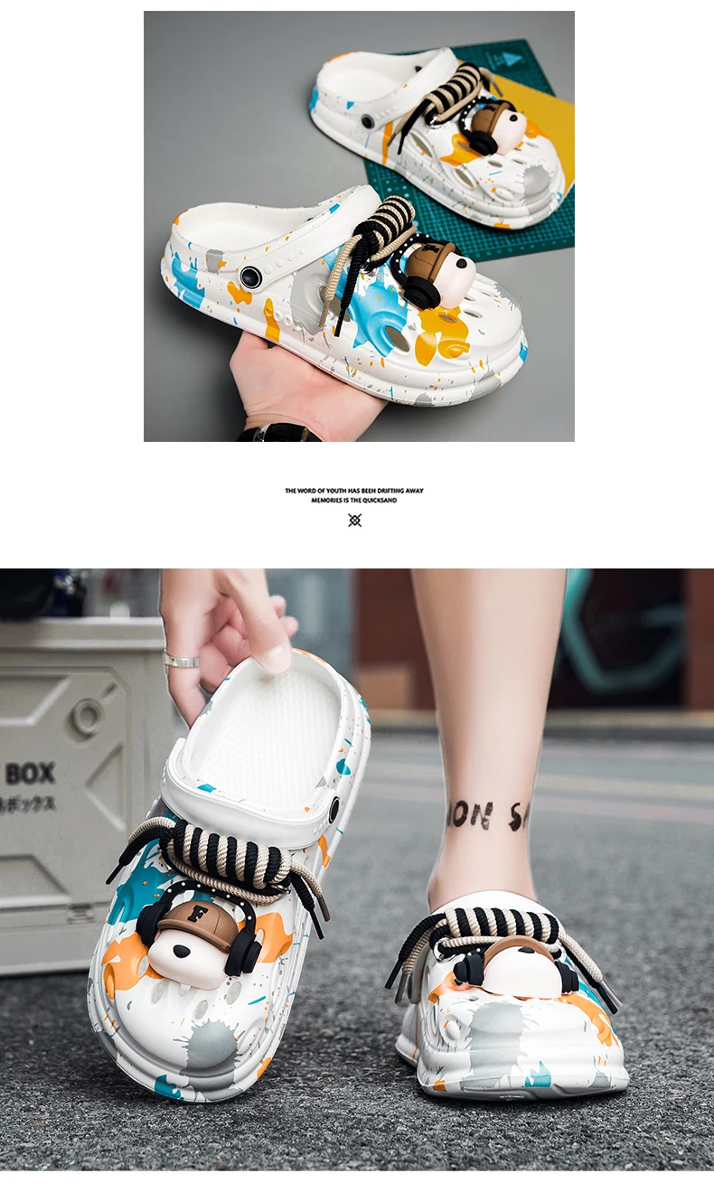Modische und einzigartige Herren-Clogs mit DIY-Accessoires, geeignet für den Innen- und Außenbereich, Garten und Strand. – Detail 9