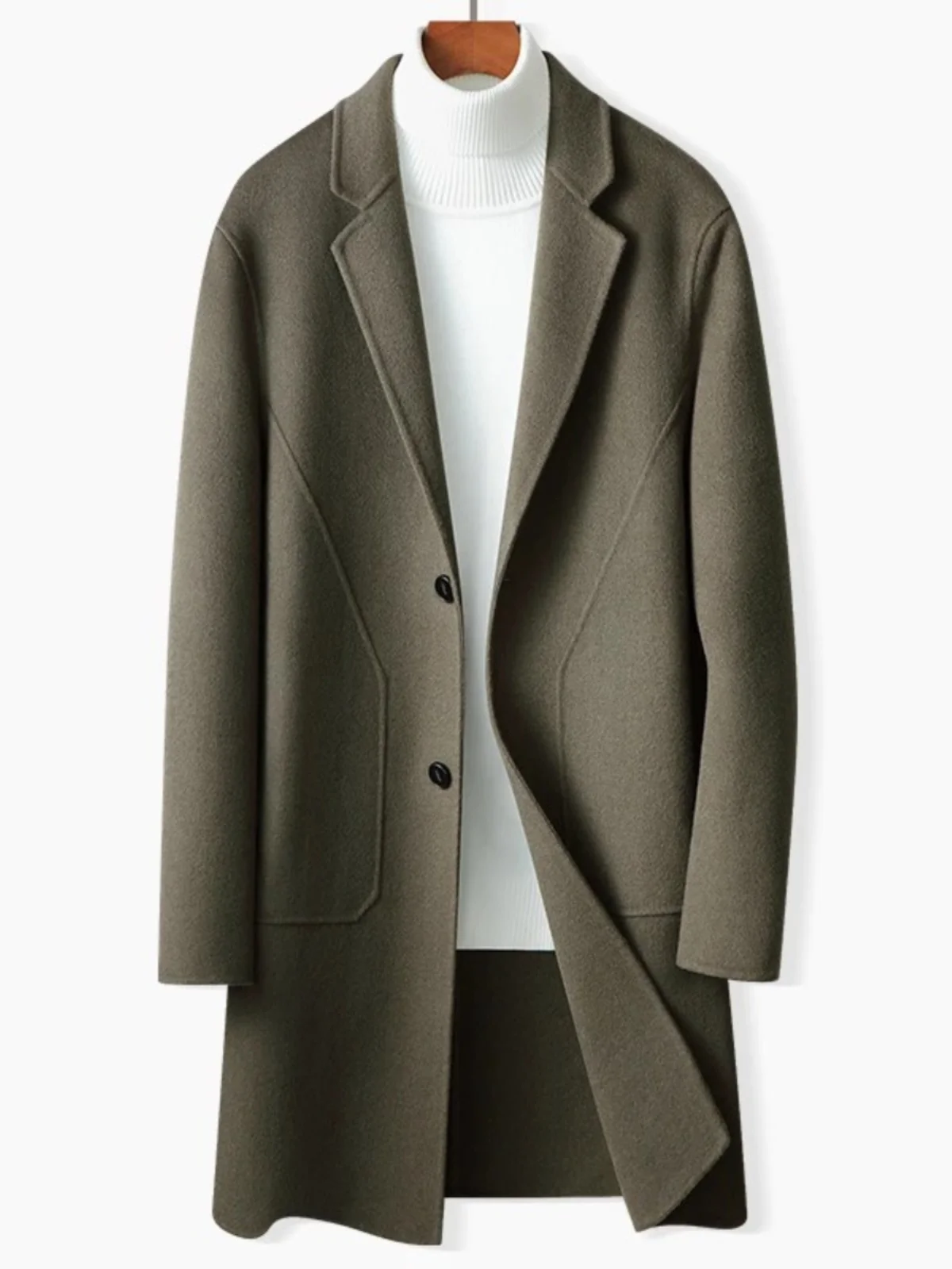 

Модное шерстяное мужское пальто осенне-зимнее, двустороннее, из твида, длинное, универсальное, ветрозащитное, премиум-класса, с эффектом утяжки