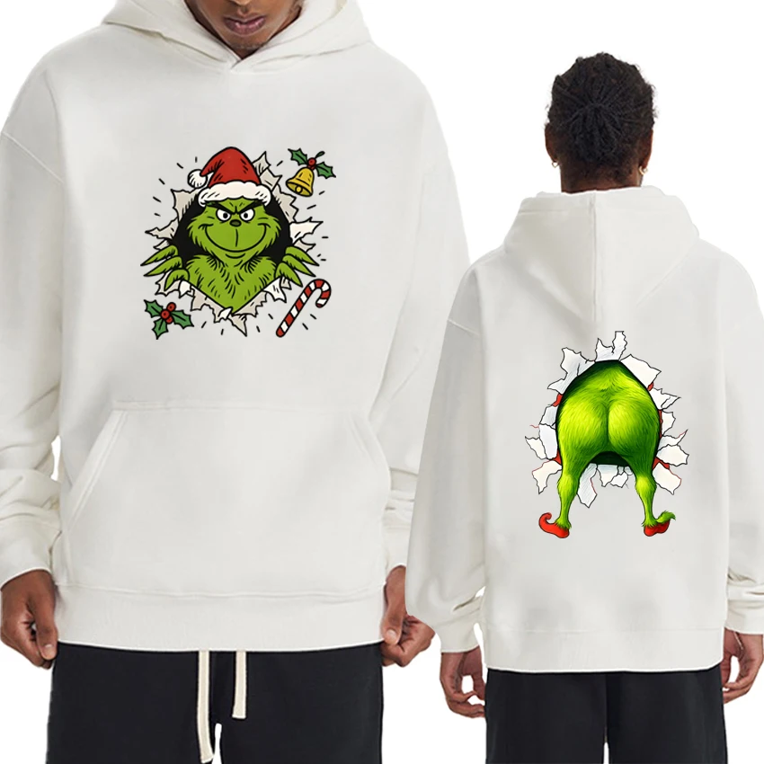 Sweat à capuche de noël drôle Humor Grinch unisexe vacances mignon vert film imprimé pull 2025 hommes femmes polaire sweat-shirt à manches longues