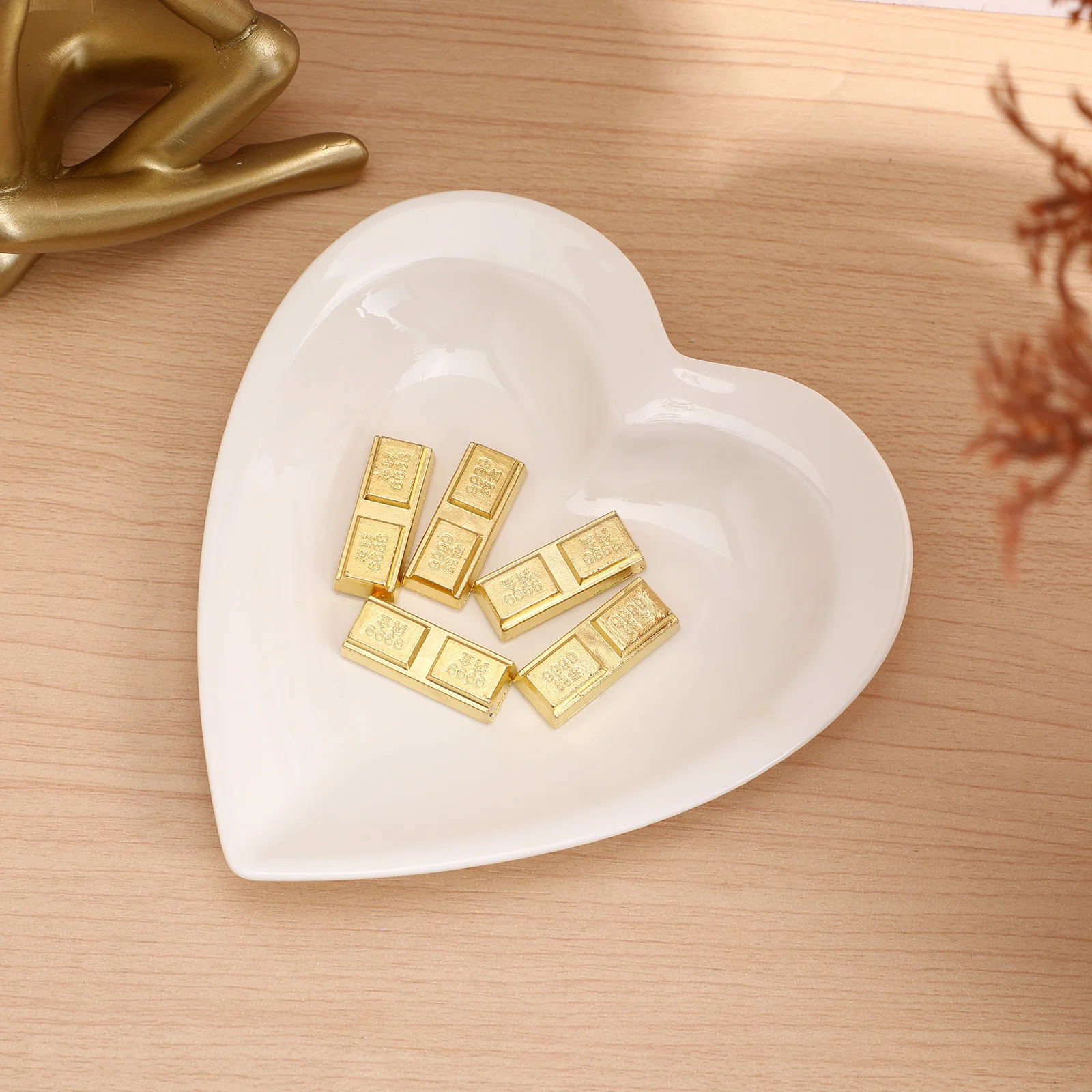 5 ชิ้นอิฐทองเครื่องประดับเทศกาล Prop ปลอมบาร์ตกแต่ง Props เครื่องประดับโต๊ะ Golden