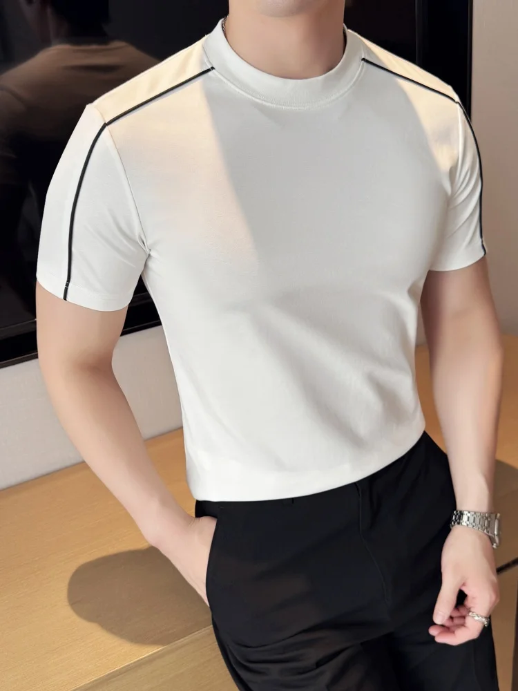 

Мужская футболка Fitnort с круглым вырезом, облегающая, летняя, новая, эластичная, из смесового хлопка, полиэстера и спандекса