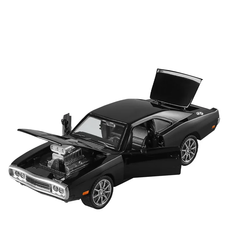 1970 liga modelo de carro som luz puxar para trás brinquedo metal simulação 1:24 dodge menino presente aniversário carregador em miniatura veículo crianças