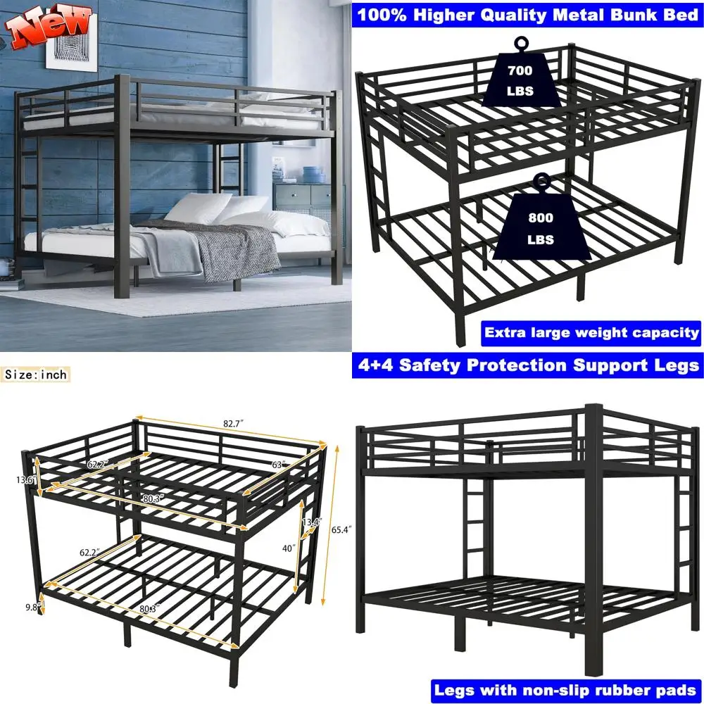 

Enhanced Metal Queen Over Queen Bunk Bed - Heavy-Duty Steel Construction for Queen Size Beds