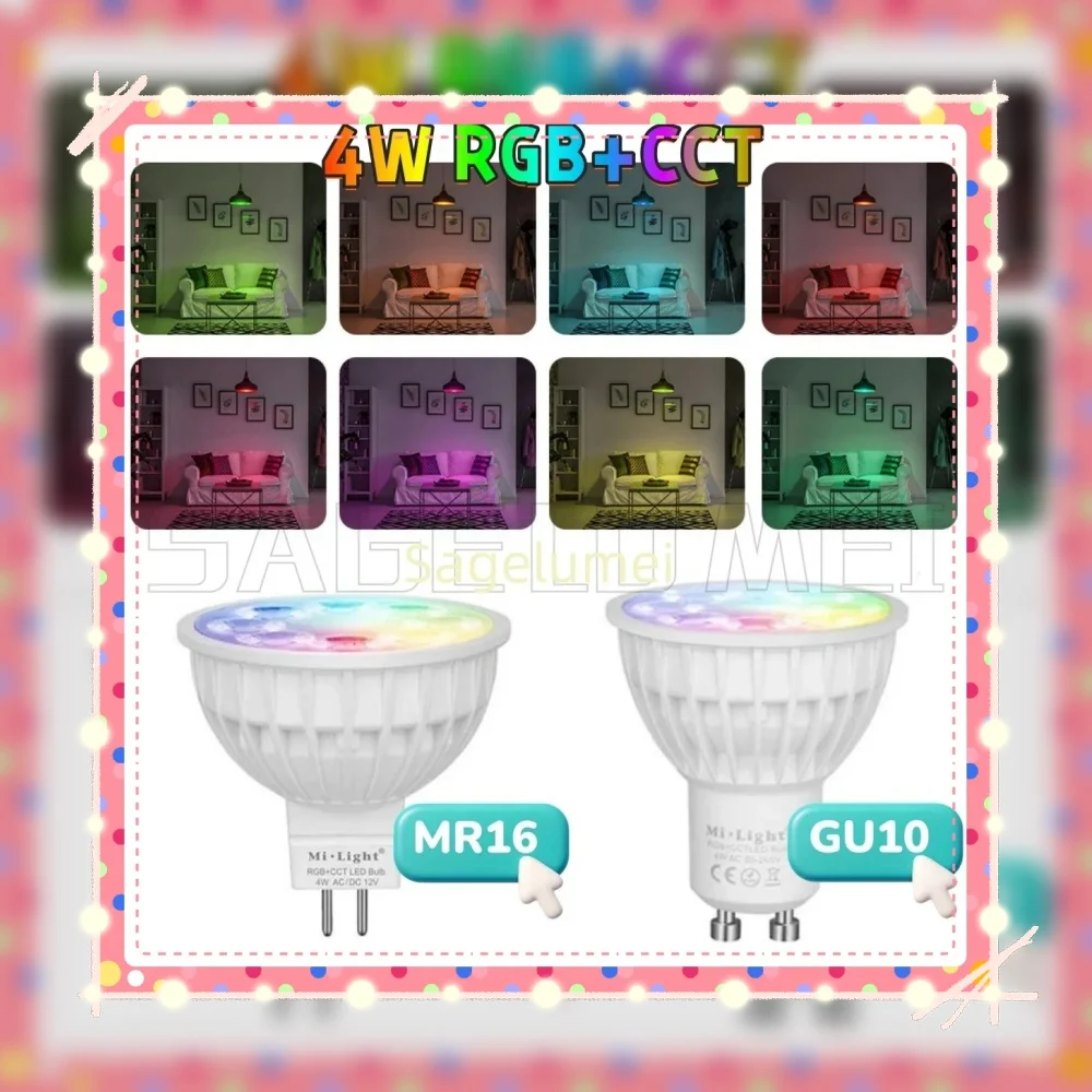 

MR16 GU10 НОВЫЙ Miboxer 2,4G Светодиодная лампа 4 Вт RGB + CCT Беспроводной FUT092 Пульт дистанционного управления Потолочный светодиодный прожектор с регулируемой яркостью FUT103