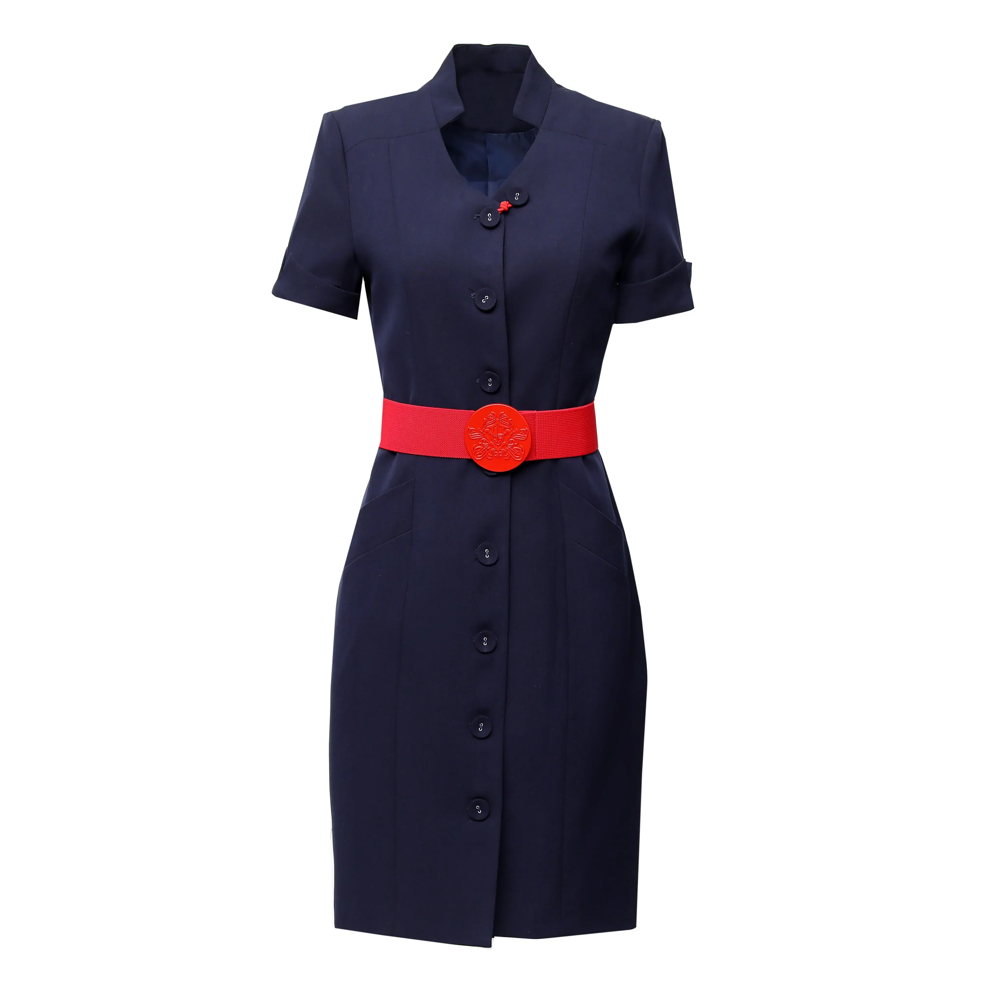 Новая летняя профессиональная униформа, платье с v-образным вырезом, тонкая косметологическая рабочая одежда с короткими рукавами, халат стюардессы во французском стиле