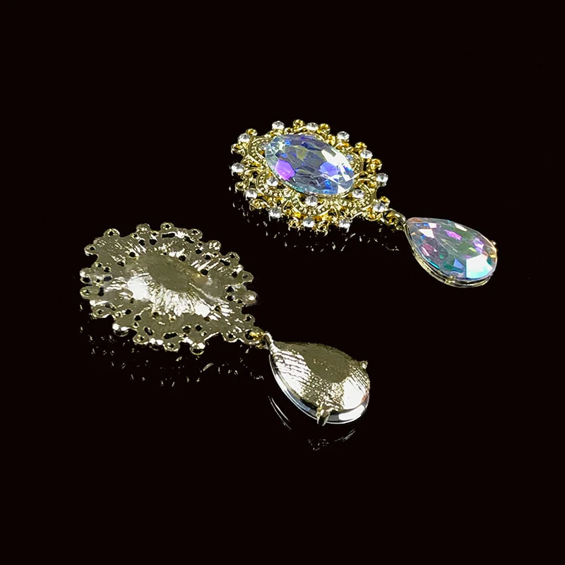 DIY silver accessories 5pcs / lot 25*45mm Fashion  rhinestone alloy brooch clothing decoration craft supplies