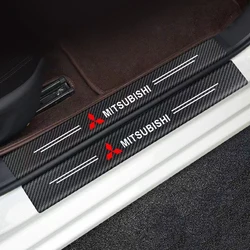 4Pcs Car Door Sill Protector Stickers Carbon Fiber Door Sill Stickers For Mitsubishi Asx Lancer Outlander Pajero Ralliart