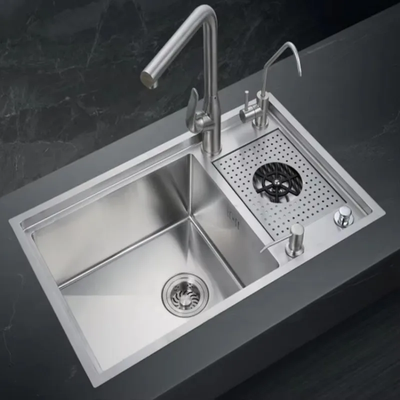 

Handmade Bar Sink for Coffee Shop & Hotel, Hidden Storage, Faucet Hole & High-Pressure Cup Washer