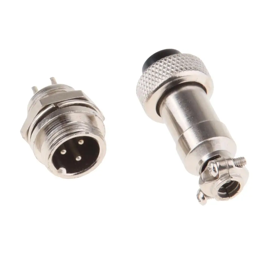 GX12 3Pin Waterproof Male Female Panel Metal Aviation Wire Connector