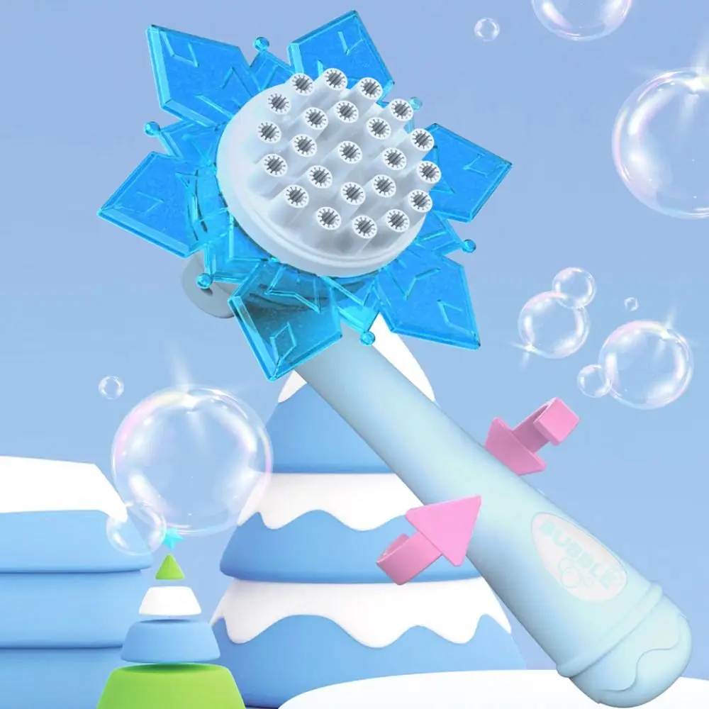 เครื่องทำฟองสบู่เกล็ดหิมะแบบโต้ตอบเครื่องมือเป่าไฟฟ้าอัตโนมัติเครื่องพลาสติกหลากสีสบู่บับเบิ้ลสติ๊กชุดกลางแจ้ง