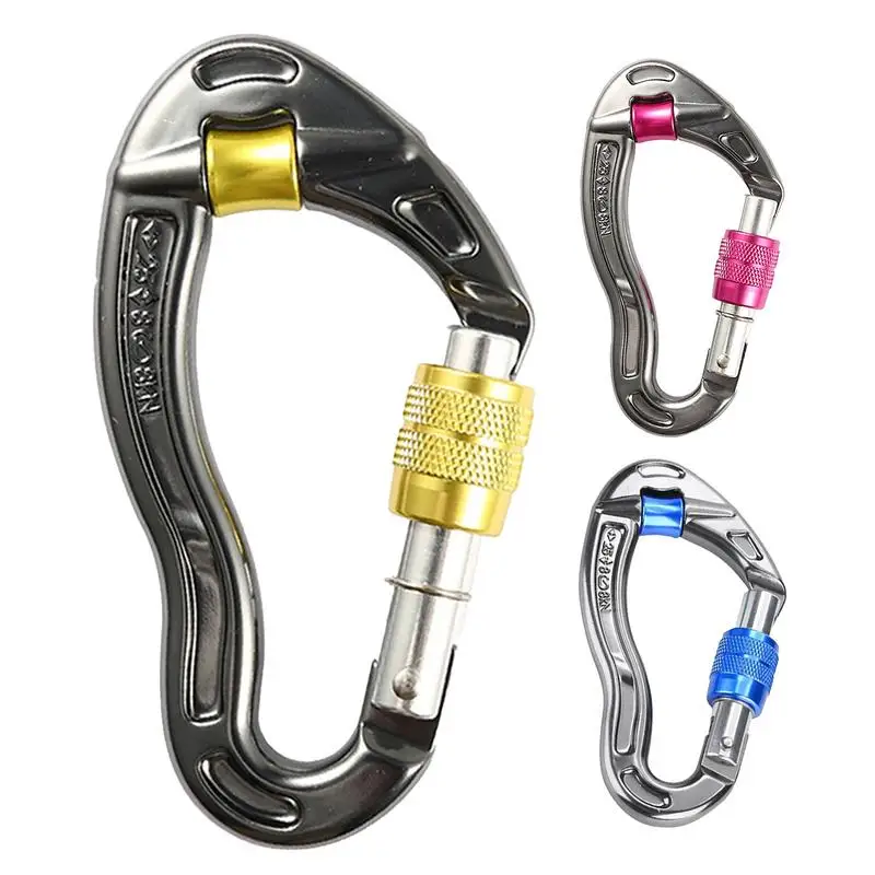 

Outdoor Professional Rock Climbing Carabiner Heavy Duty Carabiners Clips 25kN Lock D-shape Safety Buckle For Keys Tools