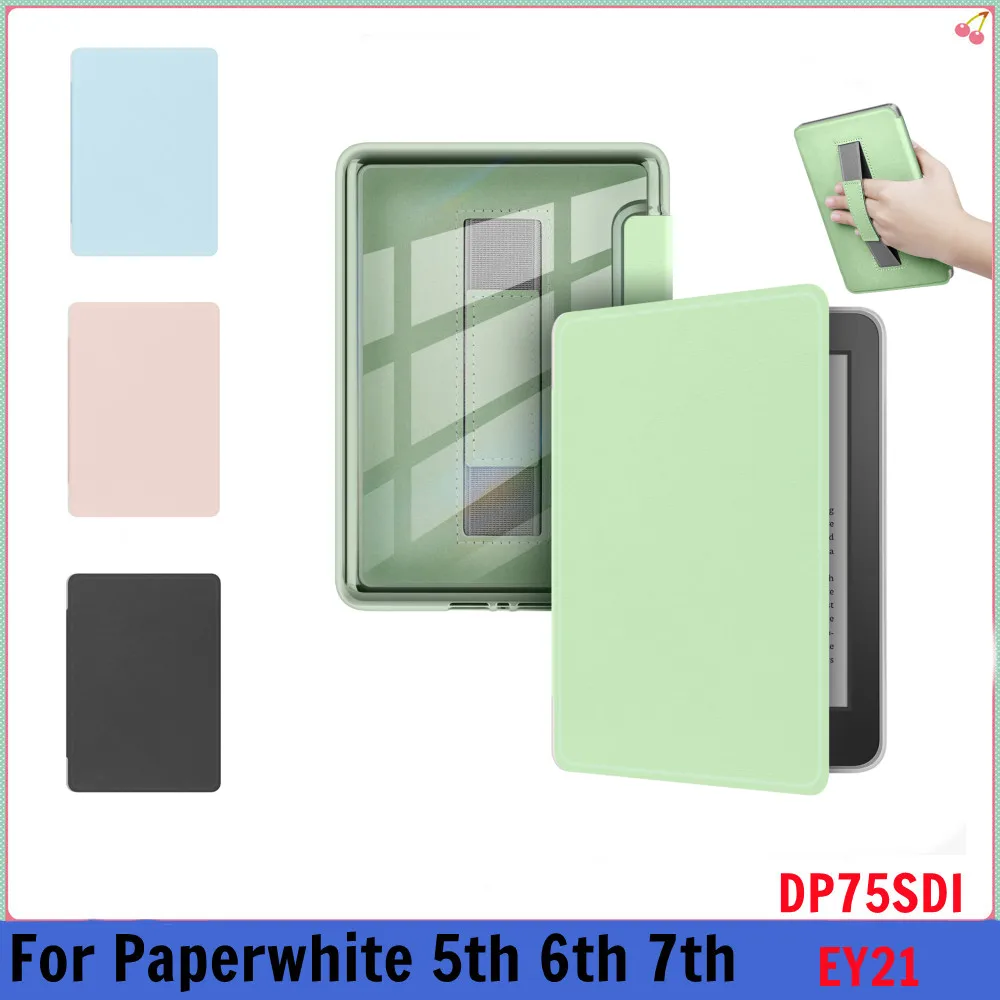 

Чехол для Kindle Paperwhite 7-го 6-го 5-го поколения, 6-дюймовый прозрачный чехол из искусственной кожи с ремешком на руку DP75SDI EY21 Paperwhite 3 2 1 Cover