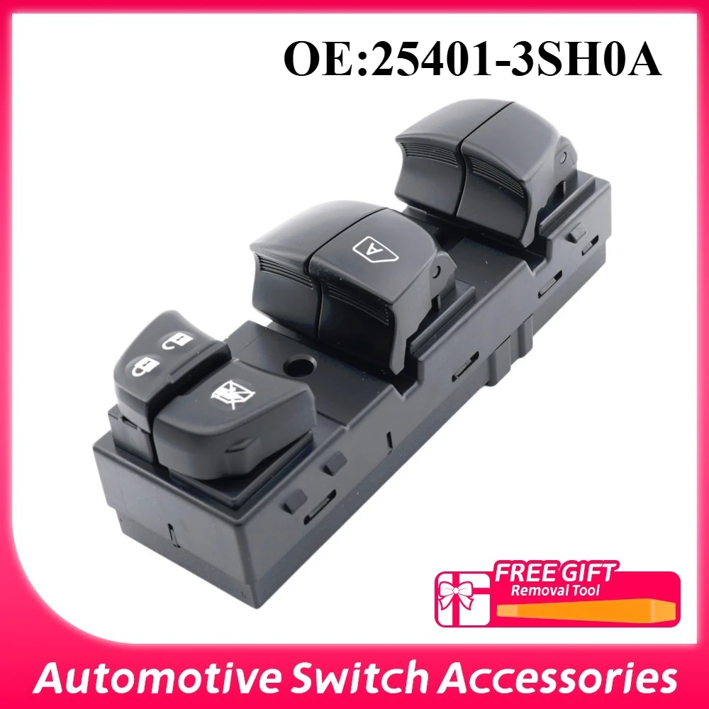 25401-3SH0A For Nissan Tiida Altima Sylphy X-Trail Qashqai Driver Side Electric Power Master Window Switch
